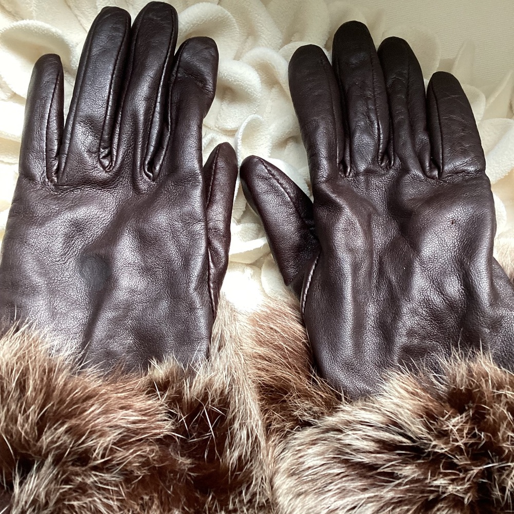 Vtg Alexandra Bartlett Fur cuff Gloves sz S
